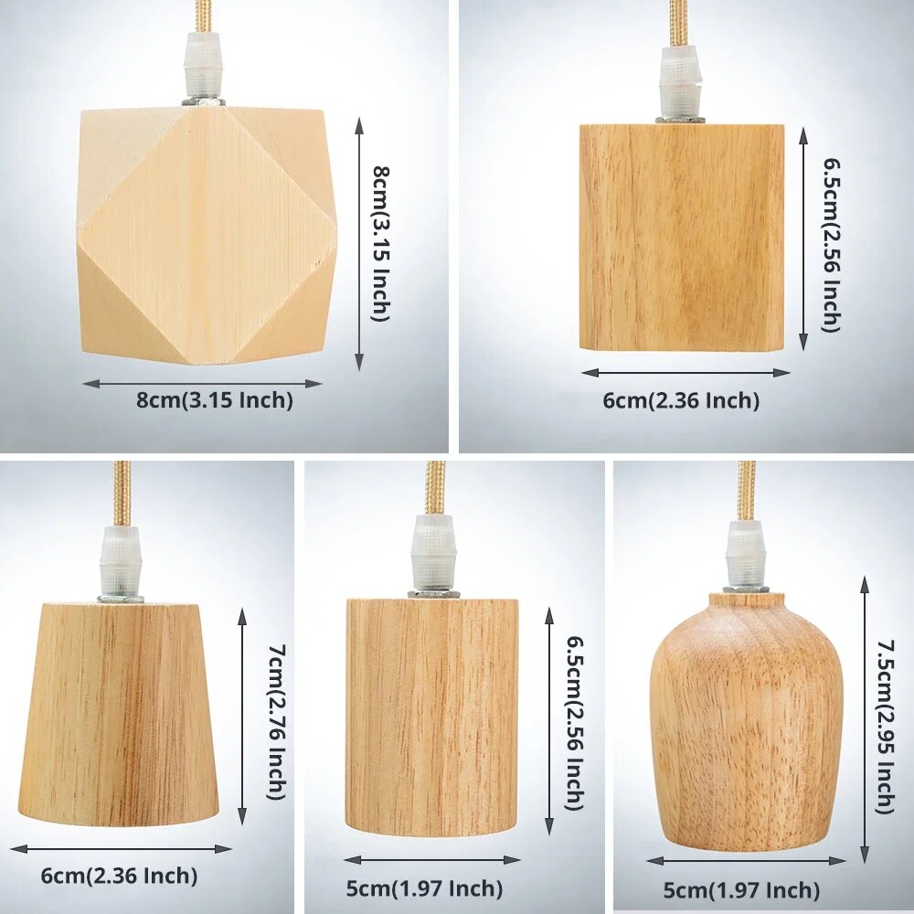 E27 Wooden Pendant Lights Wood Pendant Lamp for Bedroom Home/living Room Decor Natural Color Vintage Hanging Lights Fixture