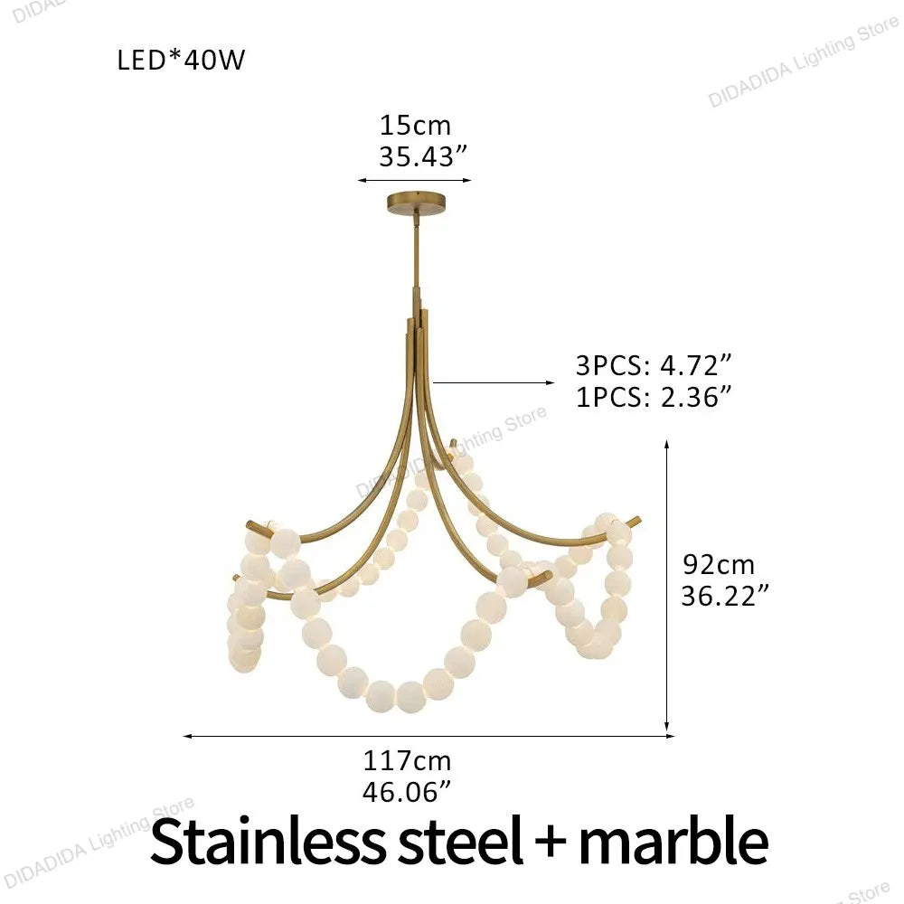 2026 New Black Branch Chandelier, Spanish Natural Marble Lustre, Dimmable Pendant Lamp for Villa, Stylish Light for Ceilings