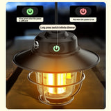 Vintage Style Ceramic Wick Camping Light Rechargeable LED Super Bright Camping Light 4 Lighting Modes Waterproof Outdoor Light