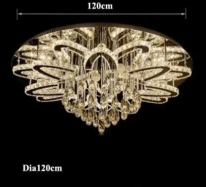 Modern living room infinitely adjustable smart crystal lamp circular LED lamp bedroom and dining room ceiling lamp