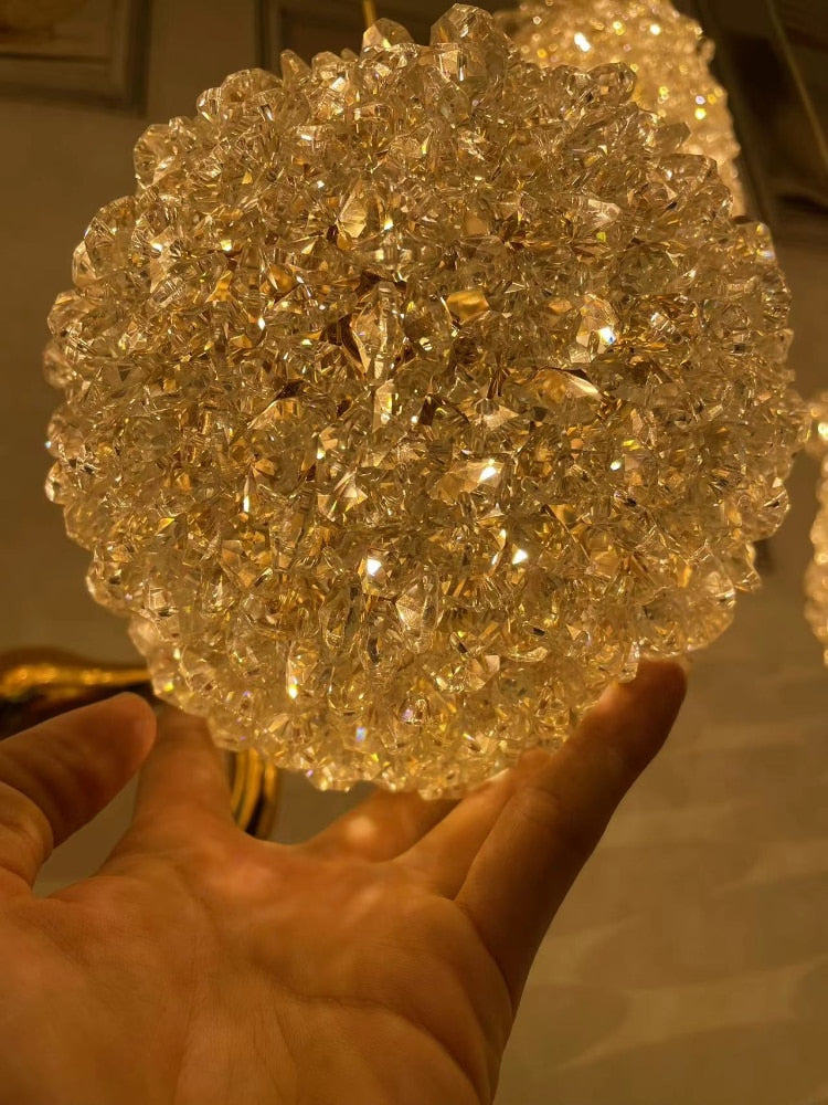 2023 Modern Luxury Creative Led Pendant Lights Crystal Ball Chandelier for Bedroom Bedside Bar Dining Room Kitchen Island Lamp