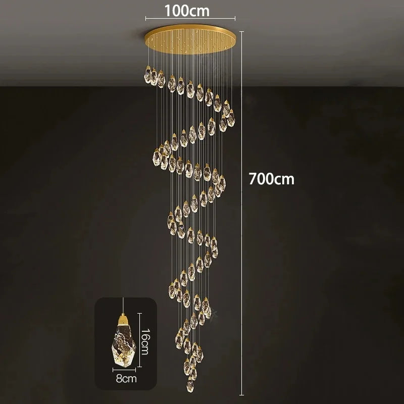 Modern Home Decoration Crystal Ceiling Lights Chandelier Staircase Pendant Lamp Living Room Hanging Lights Interior Lighting