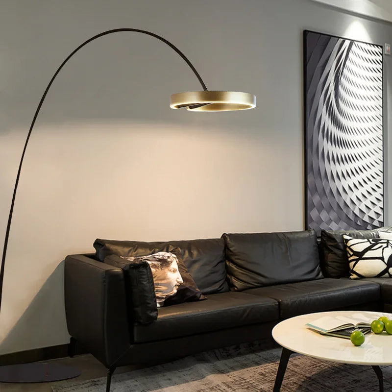 Modern Ring Design Floor Lamp Dimmable for Living Room Coffee Tables Bedroom Sofa Office Standing Home Decor Lighting Fixture