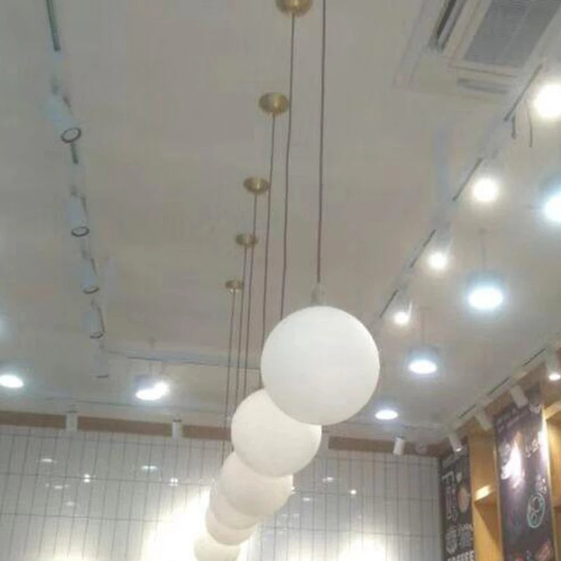 Modern Glass Ball Pendant Lights White Globe Hanging Lamps Bar Restaurant Decor Luminaire Bedroom Light LED Pendant Lamp
