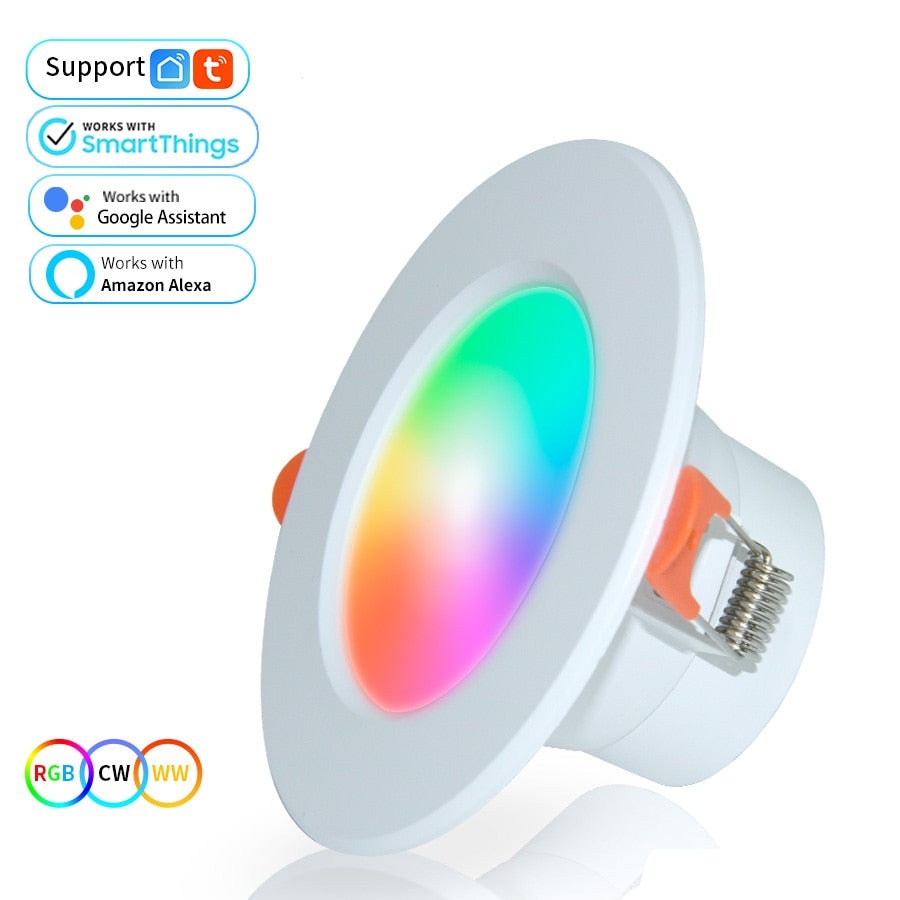 Smart Ceiling Lights RGB Tuya Wi-Fi Bluetooth LED Downlights Recessed Spotlight Alexa Lamps Control Alexa Google Home