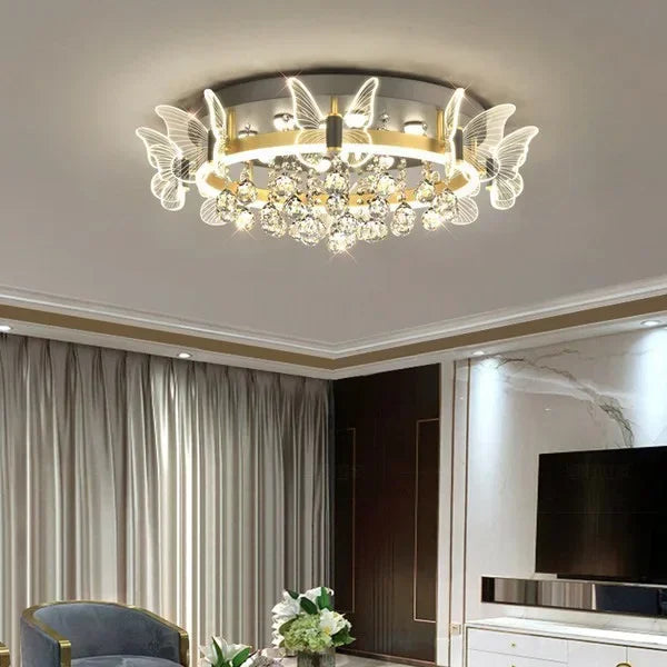 Cartoon Children&#39;s Room Light Crystal Ceiling Light New Butterfly Chandelier Girl&#39;s Room Balloon Light LED Bedroom Light
