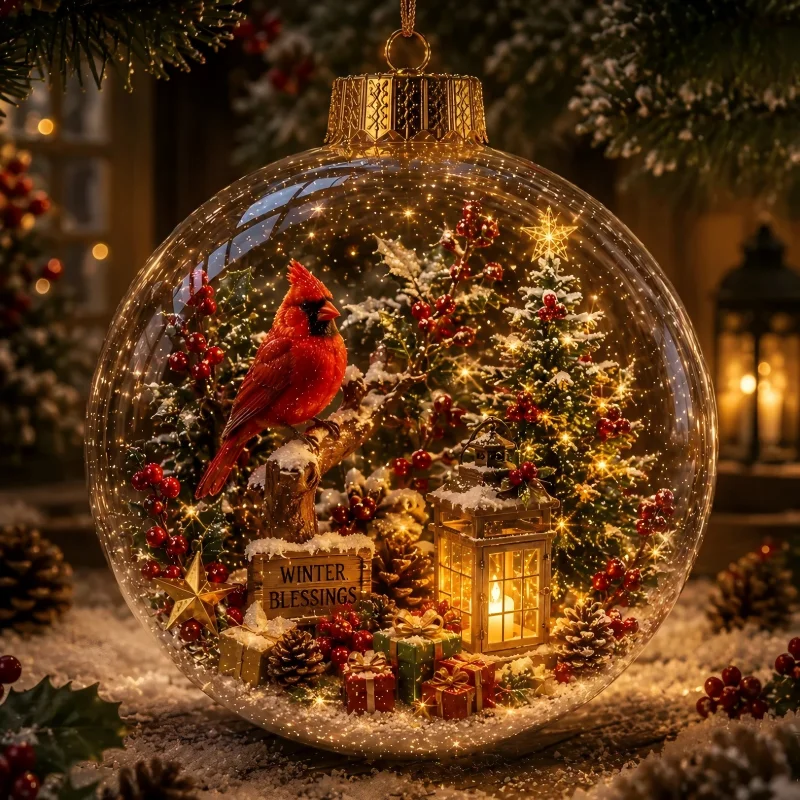 Glowing Christmas Ball Pendants Acrylic Ball Christmas Santa Claus Snowman Hanging Ornaments Xmas Party Atmosphere Decorations