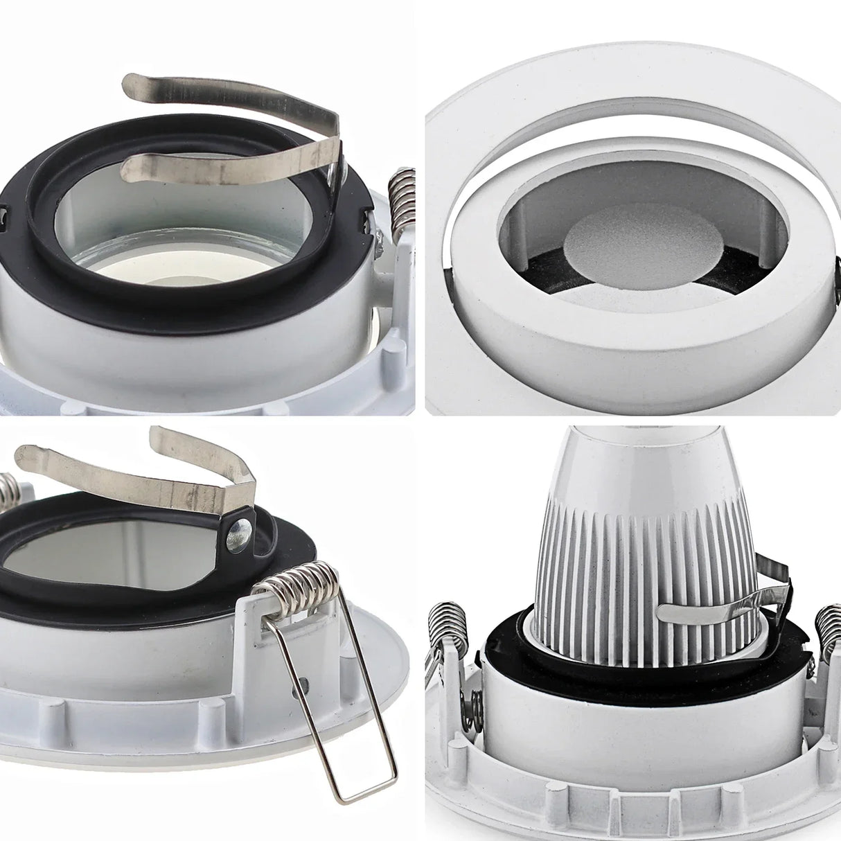 IP44 Zinc Alloy with Glass Lens GU10 LED Spotlight Fitting Mounting Frame White Satin nickel Round Ceiling Lamp Fixture