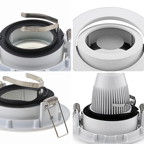 IP44 Zinc Alloy with Glass Lens GU10 LED Spotlight Fitting Mounting Frame White Satin nickel Round Ceiling Lamp Fixture