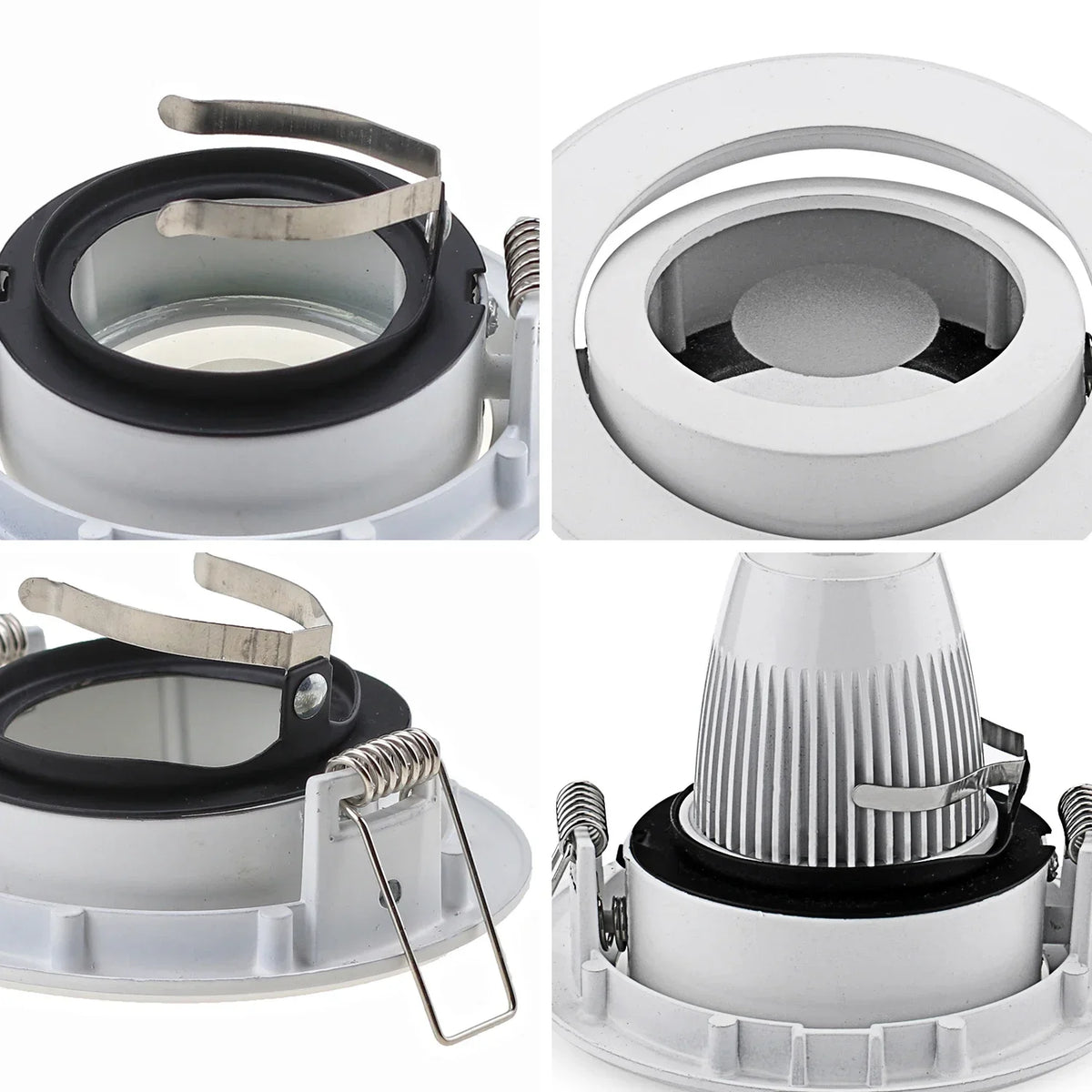 IP44 Zinc Alloy with Glass Lens GU10 LED Spotlight Fitting Mounting Frame White Satin nickel Round Ceiling Lamp Fixture