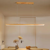 Wooden Living Restaurant Pendant Lamp Minimalist Walnut Wood Chinese Style Tea Room Bedroom LED Chandelier Straight Strip Light
