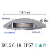 DC12V 1W Ultra-Thin Led  Outdoor Waterproof Garden Terrace Lawn Lamp IP67 Step Stair Deck Ground Spot Surface Mounted Spotlight