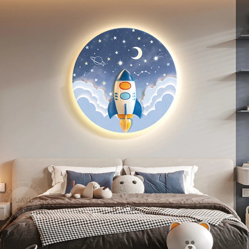 Children's Room Decoration Painting Wall Lamp Girls' Room Hanging Painting New Creative Cartoon Castle Lamp Painting bedroom LED