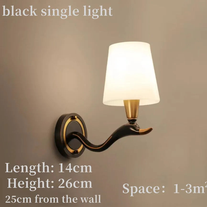 American Modern Style Wall Lamp Interior Lighting Fixtures Indoor Aisle Lamp All Bronze Antlers Decorative Lights For Bedroom