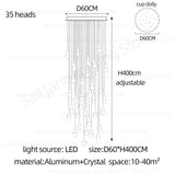 Nordic Minimalist Crystal Raindrop Pendant Light LED Staircase Chandelier For High Ceiling Villa Duplex Home Decor Living Room