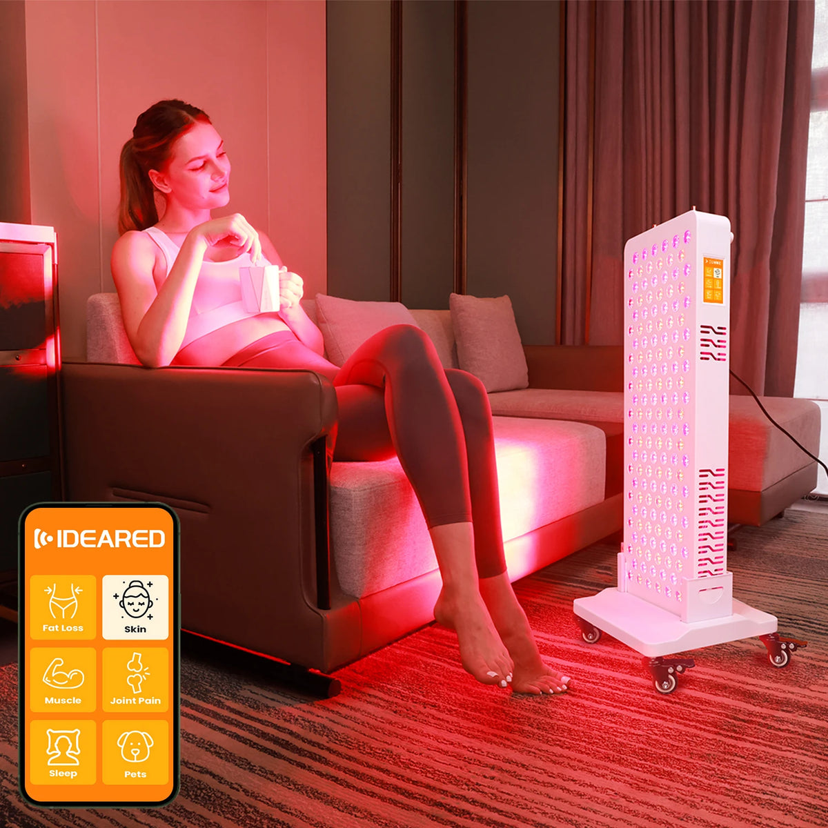 Red light therapy bluetooth function red light therapy 8 wavelengths red light therapy panel with touch screen