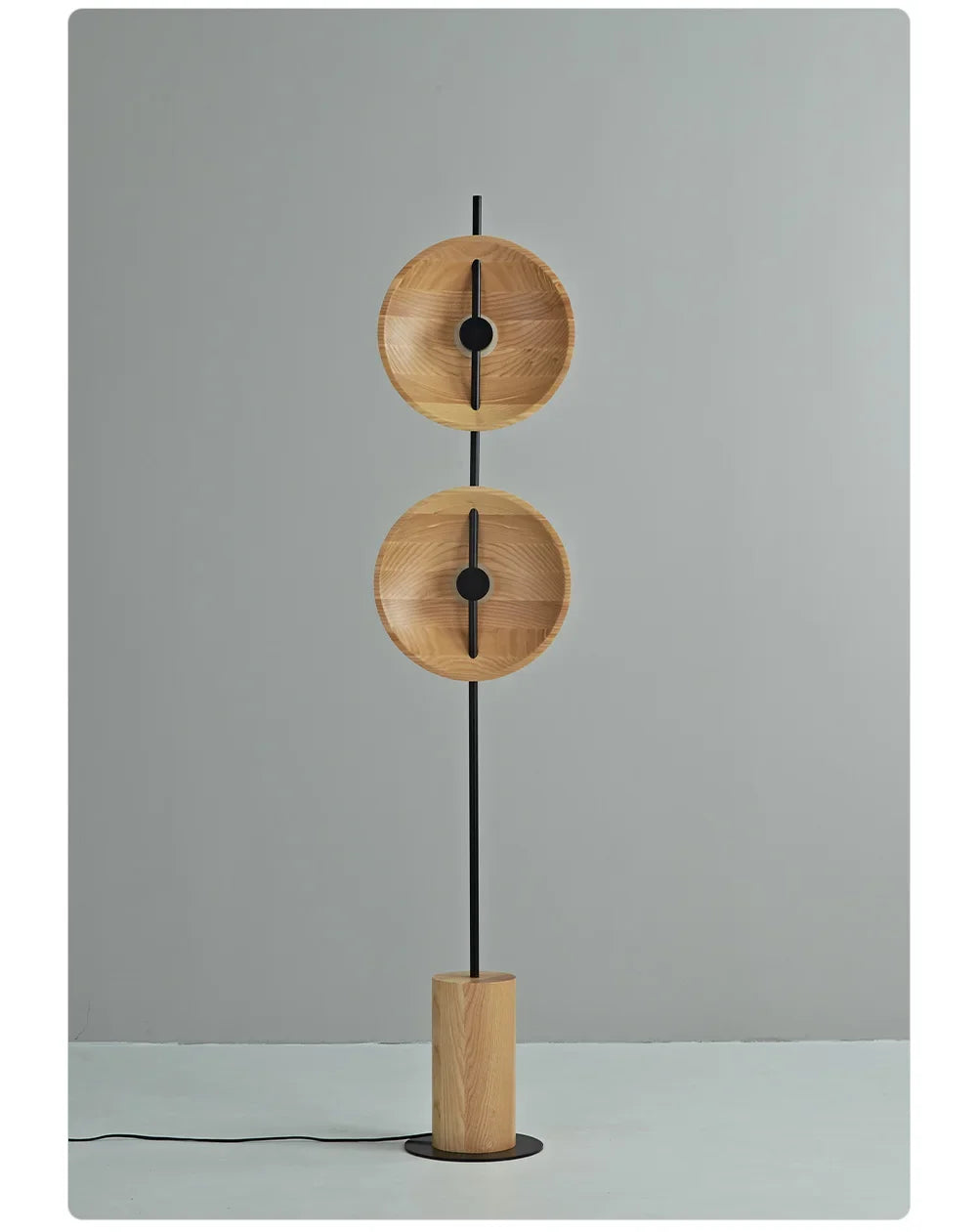 Japanese Round Solid Wood Lamp Mito Floor Lamp Wabi-sabi Retro Tall Lamp for Living Room Study Adjustable Corner Standing Light