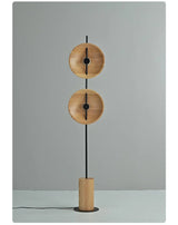 Japanese Round Solid Wood Lamp Mito Floor Lamp Wabi-sabi Retro Tall Lamp for Living Room Study Adjustable Corner Standing Light