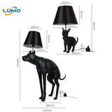 Designer Modern Black Resin Dog Floor Lamps Fabric Lampshade LED E27 Standing Light Living Room Restaurant Bedroom Kitchen Cafe