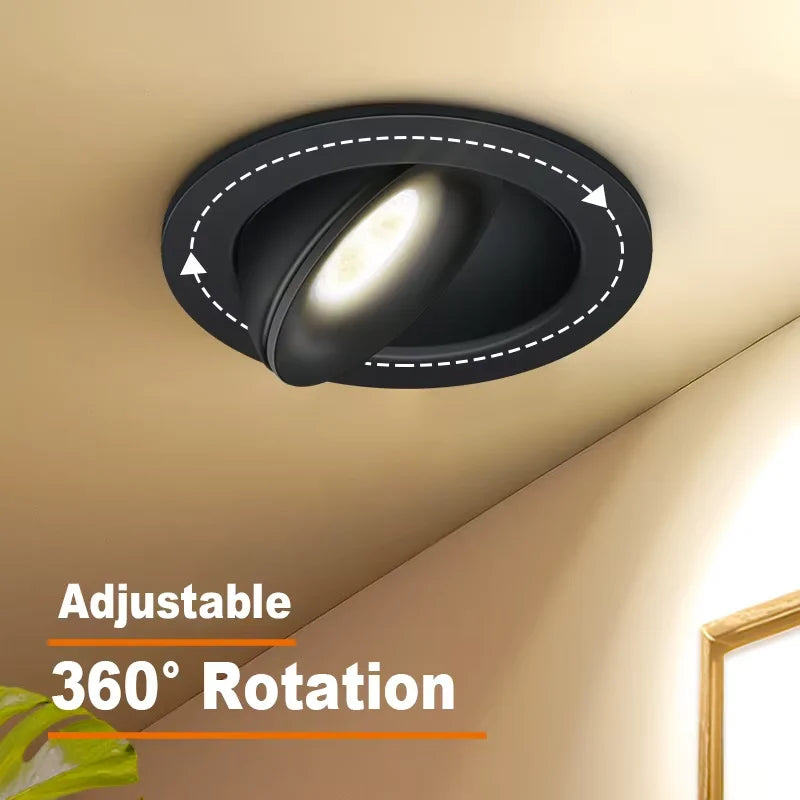 Led Downlight Recessed Ceiling Lamp 5W7W9W12W15W18W Dimmable white black Spot Light 360° Adjustable indoor lighting