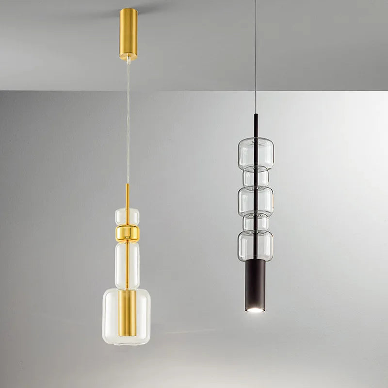 Modern Clear Glass Pendant Lamp Gold Black Metal Hanging Light Fixtures Drop Shipping For Dining Room Kitchen Bar Shop Bedside
