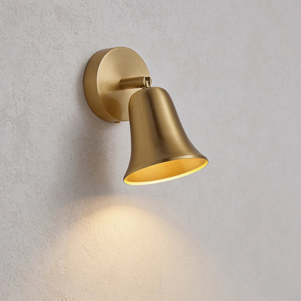 All-Copper Modern LED Wall Lamp with Frame & Door Number Display - Creative Brass Accent Sconce Light Fixture for Bedroom Bedside & Living Room
