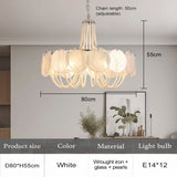 French Flower Glass Pendant Light Creamy Pearl Romantic Master Bedroom Lighting High-end Restaurant Lights