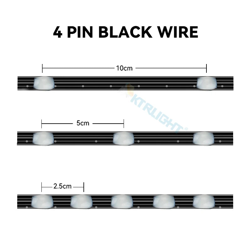 Ktrlight 12V 4pin WS2811 Data/GND/Return Black and transparent addressable Christmas Lights Addressable WS2812B RGBIC Seed Pixel