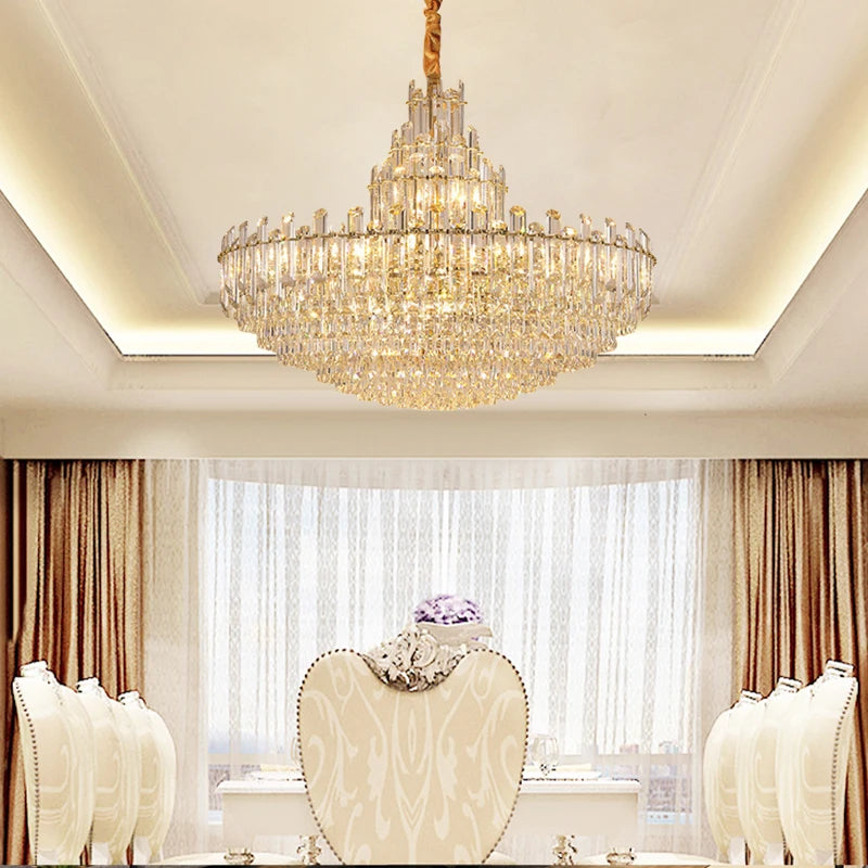 LED Luxury Light Fixture Lustre Crystal Ceiling Chandeliers Hanging Lamps Modern Decor High-end Home Appliance for Dining Room
