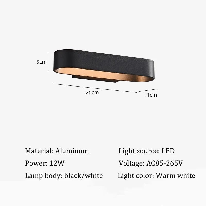 Modern Aluminum Indoor LED Wall Lamp (Black/White Finish) - Minimalist Accent Sconce Light Fixture for Bedroom Bedside, Hallway & Aisle Lighting