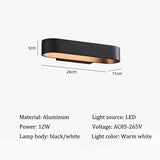 Modern Aluminum Indoor LED Wall Lamp (Black/White Finish) - Minimalist Accent Sconce Light Fixture for Bedroom Bedside, Hallway & Aisle Lighting