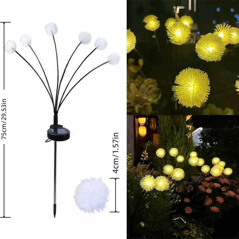 LED Solar Dandelion Lawn Lamp - Waterproof Ground Plug Landscape Lighting
