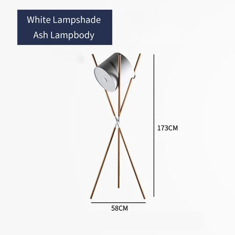 Modern Walnut Triangular Floor Lamp Drum Vertical Solid Wood Study Bedroom Bedside Table Living Room Home LED High-end Deco