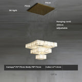 Rubik's Cube Marble Home Decoration Gold LED Chandelier Lighting Hanging Lamps 2026 New Trend Lustre Para Sala Estar For Foyer