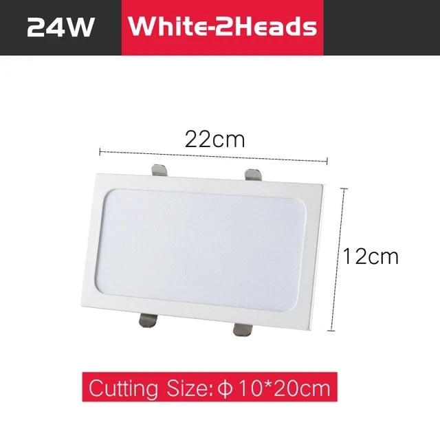 Ultra-Thin Square LED Recessed Downlight - 9W 12W 24W Ceiling Grille Panel
