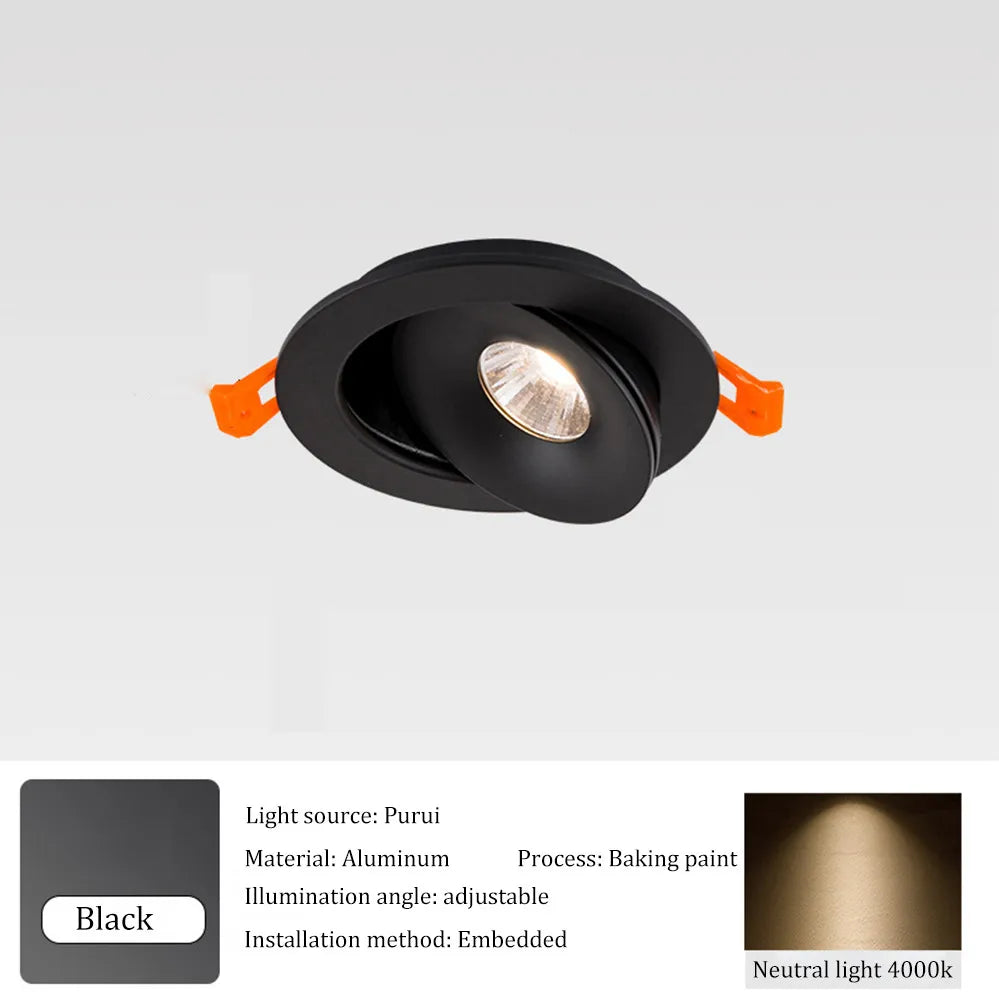 360° Rotating LED Recessed Downlight - 15W/20W/25W Dimmable COB Spotlight