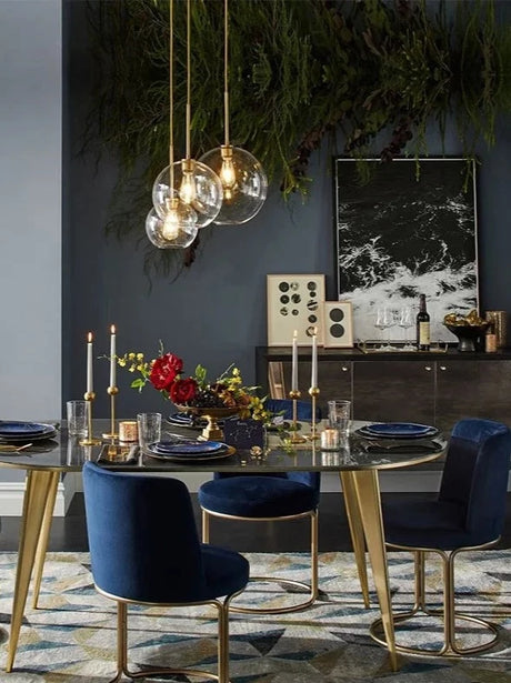 Gradient Glass Ball Design Lamp Pendant Lighting Transparent Round Droplight Edison Bubble Spherical Hanging Lights Bedroom