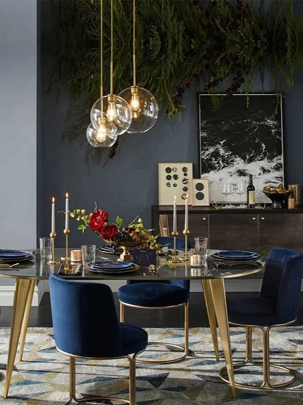 Gradient Glass Ball Design Lamp Pendant Lighting Transparent Round Droplight Edison Bubble Spherical Hanging Lights Bedroom