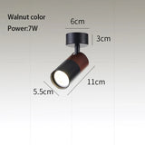 Led Spotlights GU10 Bulb Replaceable Spot Light Walnut Log Wood Color Surface Mounted Ceiling Lamp Adjustable Angle COB 110V 220
