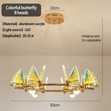 Nordic Creative Circular Butterfly Chandelier Bedroom Living Room Restaurant LED Pendant Lamps Modern Home Lighting Decoration