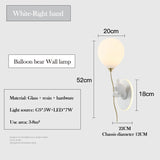 Pink Balloon Bear Wall Lamps Cute Children's Room Lamp Modern Warm Princess Room Nursery Girl Boy Bedroom Bedside Wall Lights