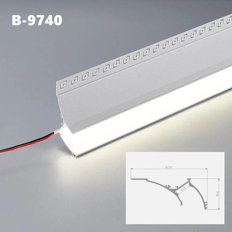 Free Ceiling LED Aluminum Profile Invisible Frameless Gypsum Channel Top Corner Line Lamp Waistline Wall Washer Backlight Light