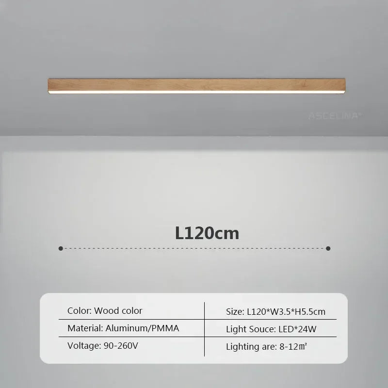 Modern LED Ceiling Lamp for Living Dining Room Long Strip Wooden Decor Lamps Entryway Bedroom Aisle Cloakroom Lighting Fixture