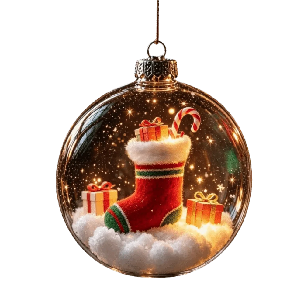 Luminous Transparent Christmas Hanging Ball LED Lights Snowman Christmas Tree Decor Elk Sock Xmas Tree Ornaments Christmas Tree