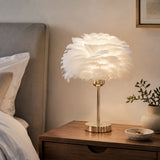 Feather Table Lamp Bedside Lamp for Bedroom Nordic INS Creative Decor Lamp Romantic Warm Night Light