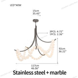 2026 New Black Branch Chandelier, Spanish Natural Marble Lustre, Dimmable Pendant Lamp for Villa, Stylish Light for Ceilings