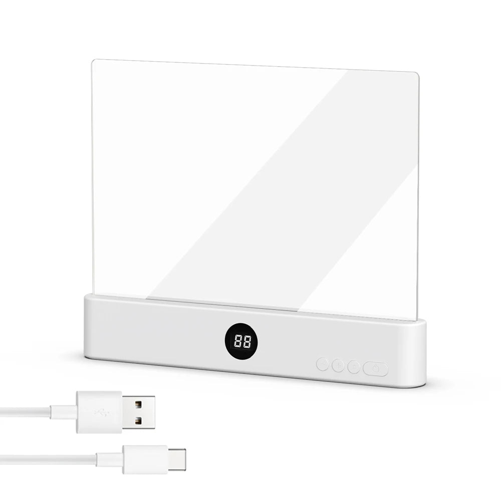 LED Flat Panel Night Vision Book Light (USB Rechargeable) - Eye-Protection Transparent Reading Lamp for Bed & Indoor Study