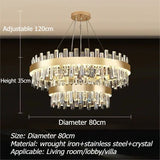 Luxury Double-Layer Round Crystal Chandelier (Golden Finish) - Modern Tiered Ceiling Pendant Light Fixture for Living Room, Bedroom & Dining Room