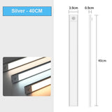 LED Night Light 20/30/40/60CM Motion Sensor Wireless USB Cabinet Night Light Wardrobe Lamp For Kitchen Cabinet Bedroom Wardrobe