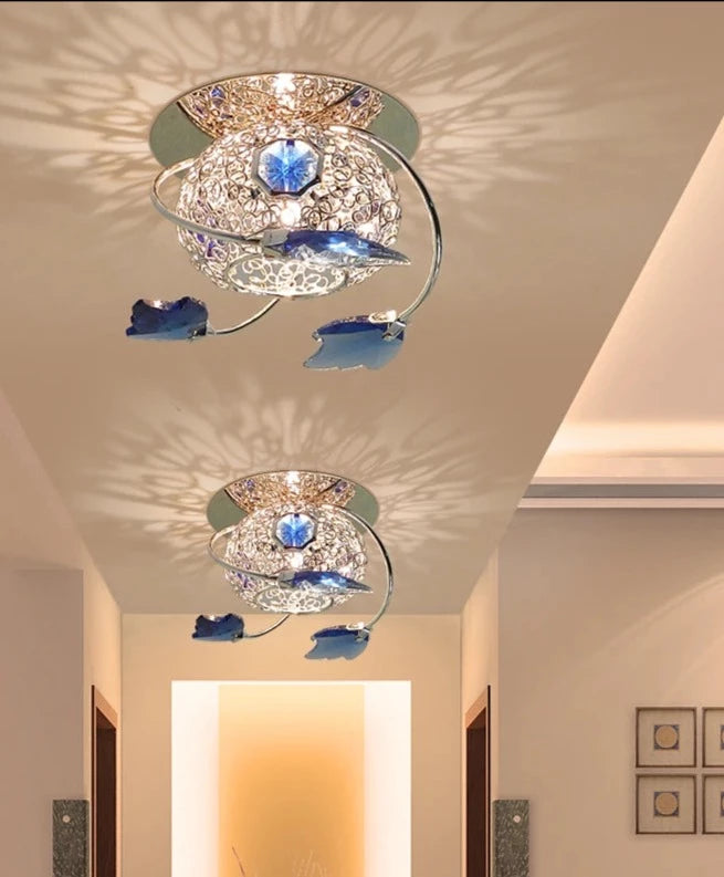 Modern Crystal LED Ceiling Lamp Bedroom Living Room Dining Room Study Iron Art Ceiling Lights Room Decors Maple Leaf Ceiling Lamp
